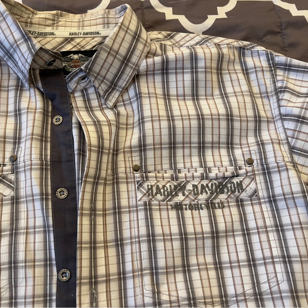 Mens Short Sleeve Harley Davidson collard button up shirt